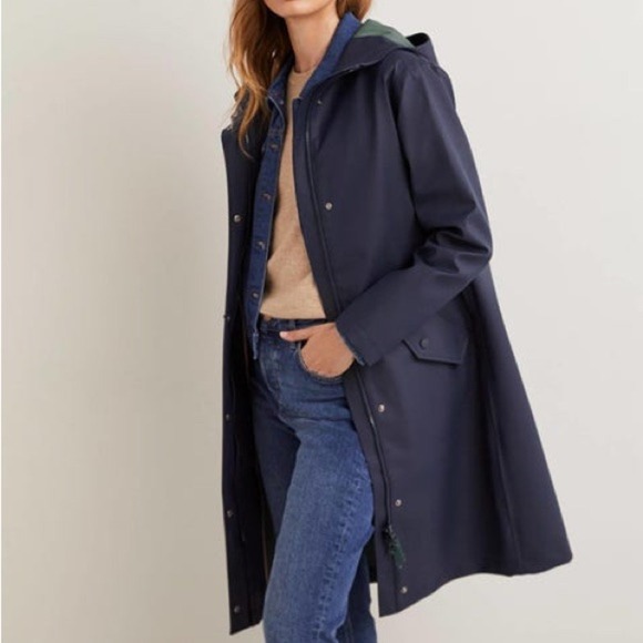 Boden Jackets & Blazers - Boden Longline Raincoat Size 2 Petite in Navy Blue NEW